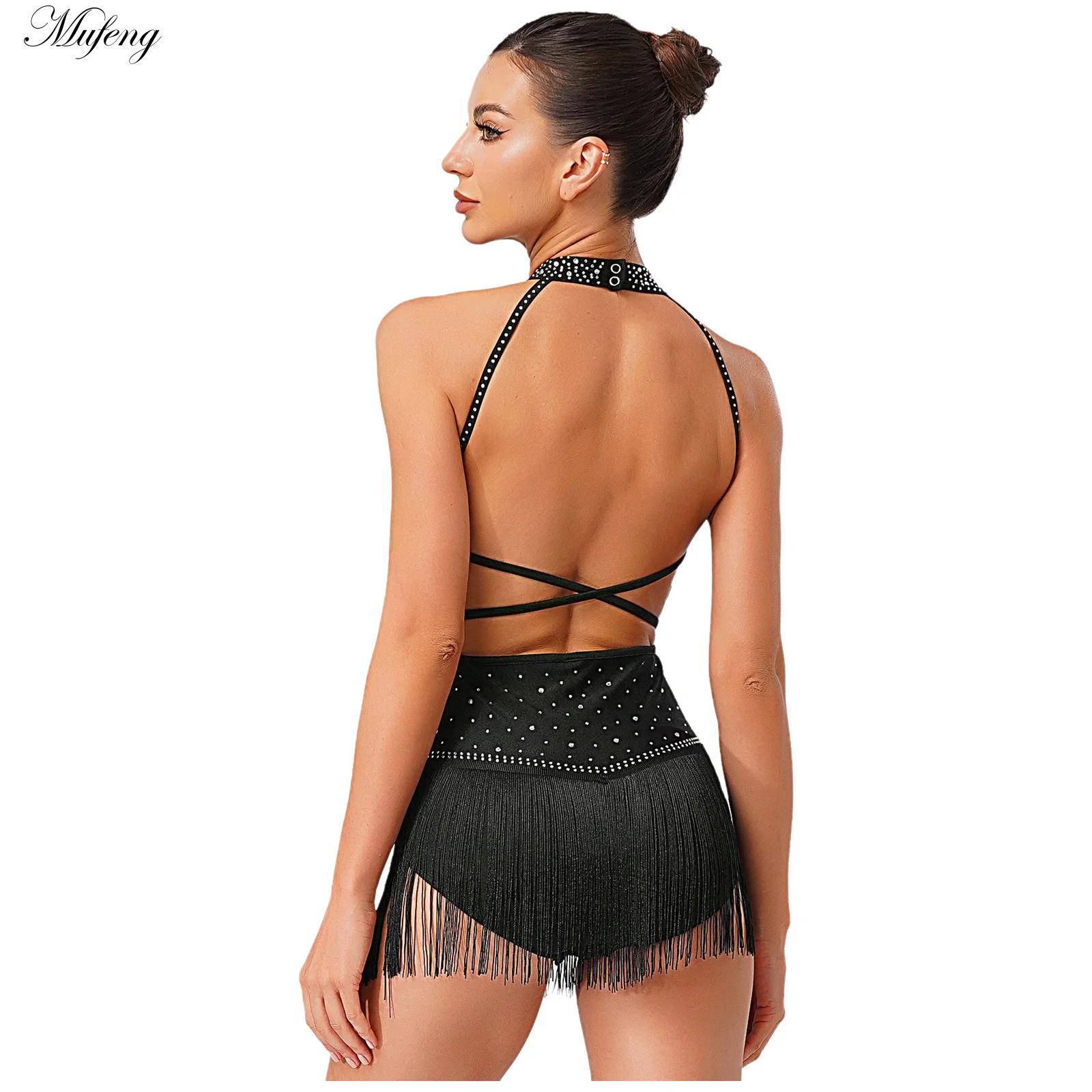 Rhinestone Banding Trim - Vestidos rítmicos de baile para mujer,