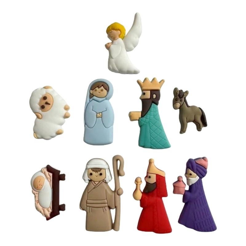 Christmas Craft Embellishment - G6KF 9pcs/set Nativity Scene Patches PVC