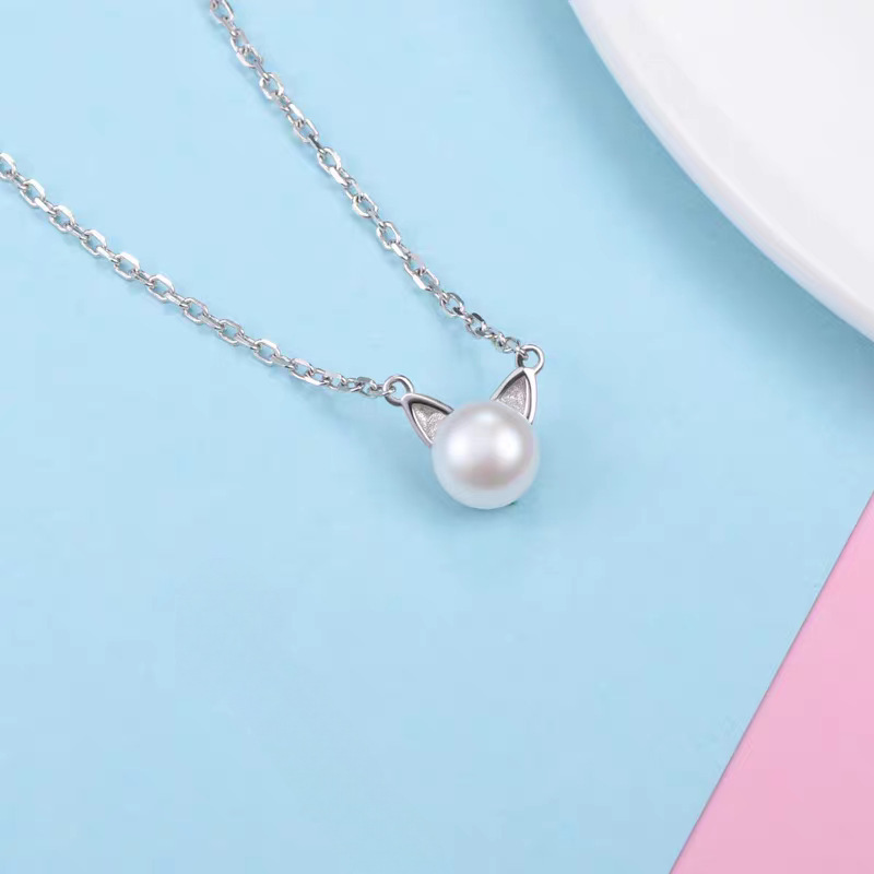 Pearl Trim Chain - Collar con Colgante de Plata de