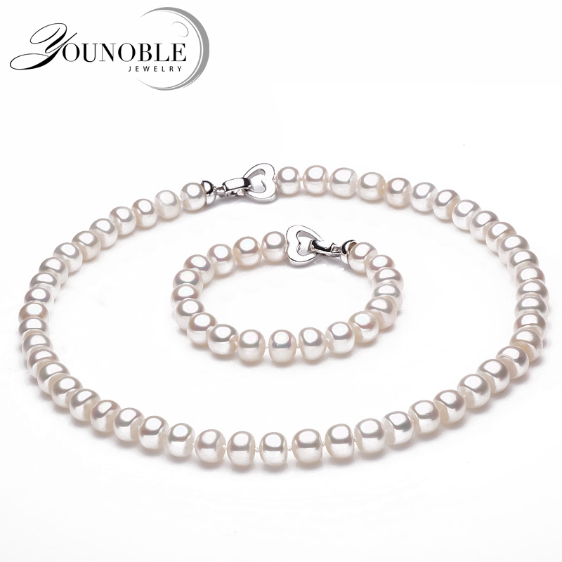 Pearl Trim Chain - Juego de collar y pulsera de