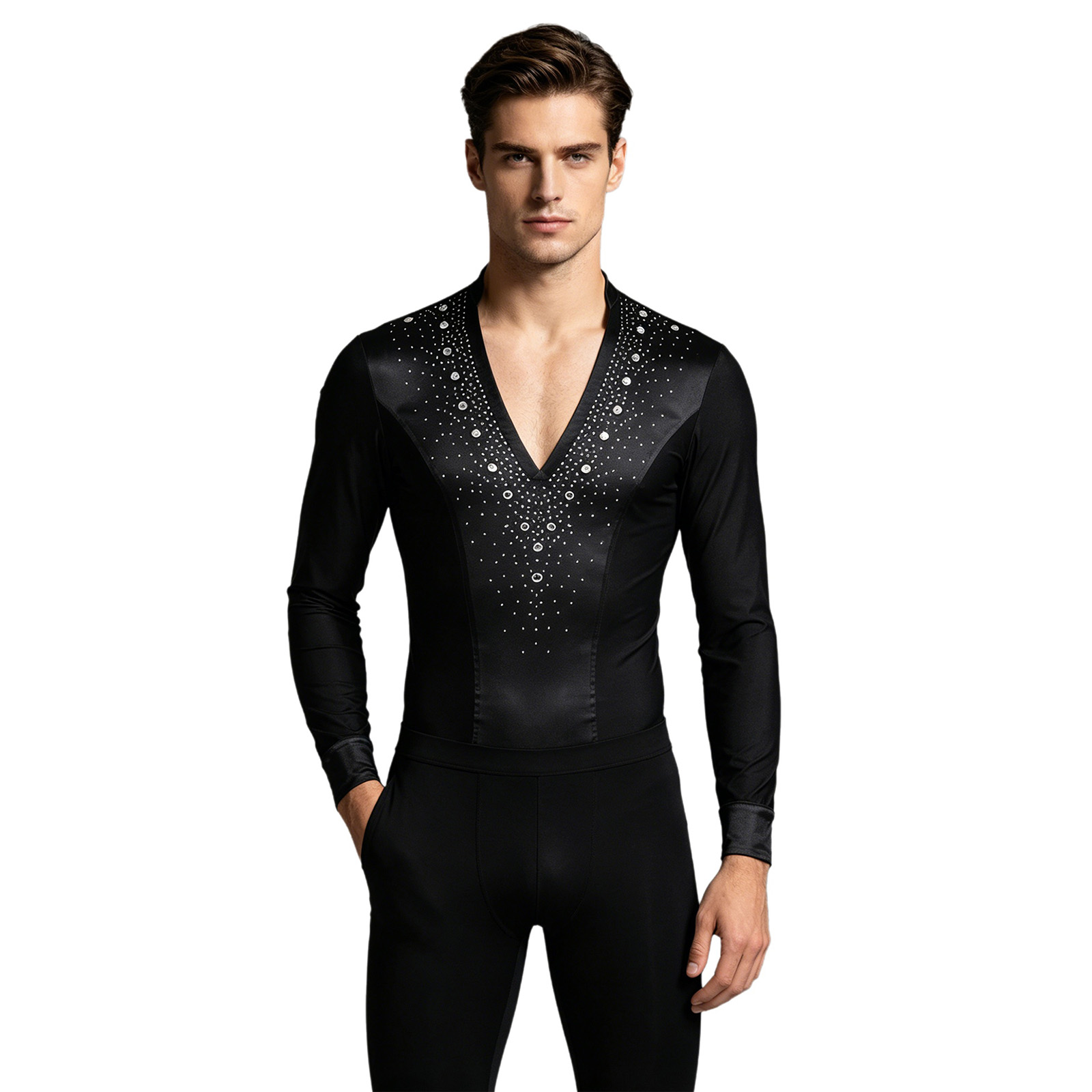 Rhinestone Banding Trim - Camisa de leotardo de baile de