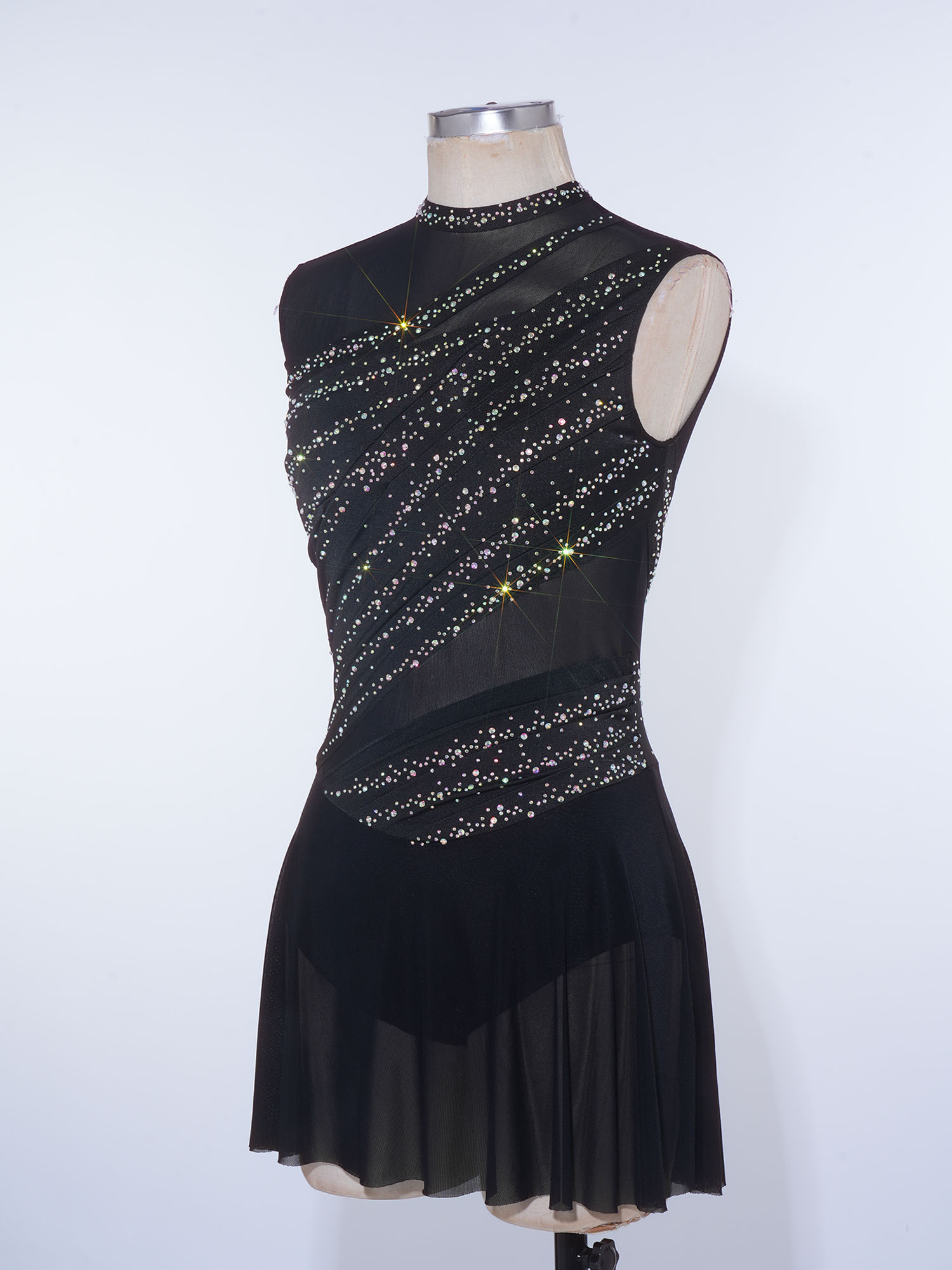 Rhinestone Banding Trim - Leotardo de mujer con pedrería, sin