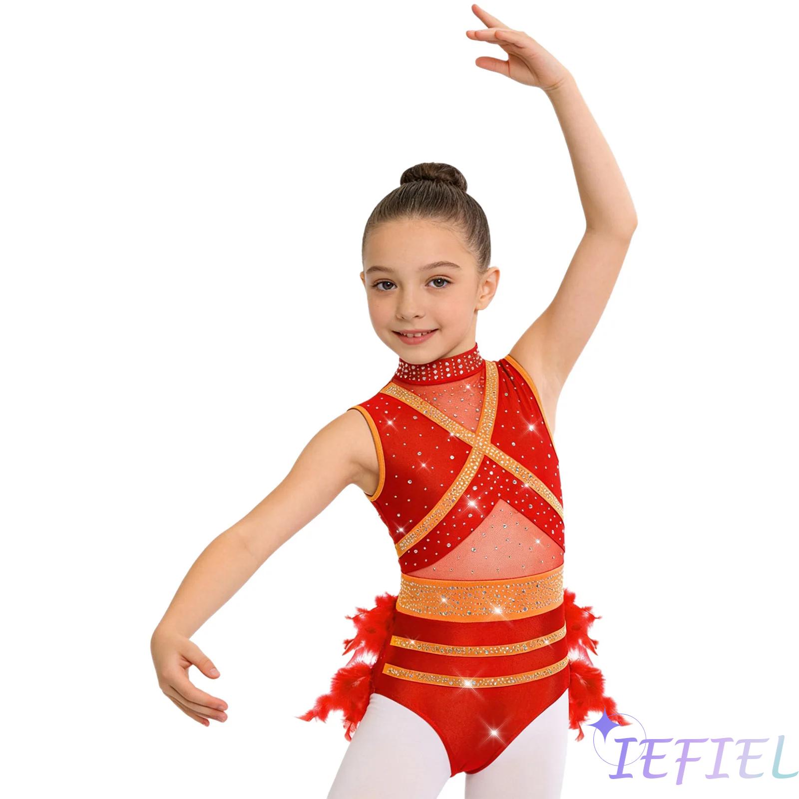 Rhinestone Banding Trim - Traje de Ballet Latino para Niñas,