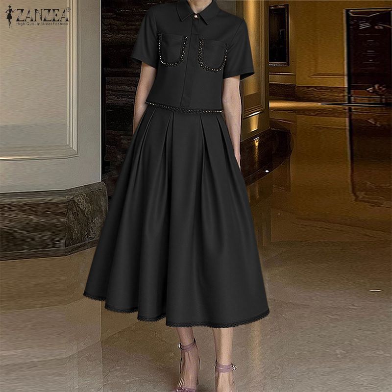 ZANZEA Trajes de Falda Elegant - Elastic Lace Trim reseña y precio
