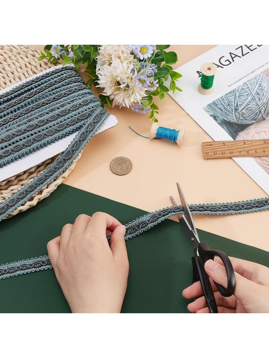Tirm trenzado azul de 32 yarda - Fringe Ribbon Sewing reseña y precio