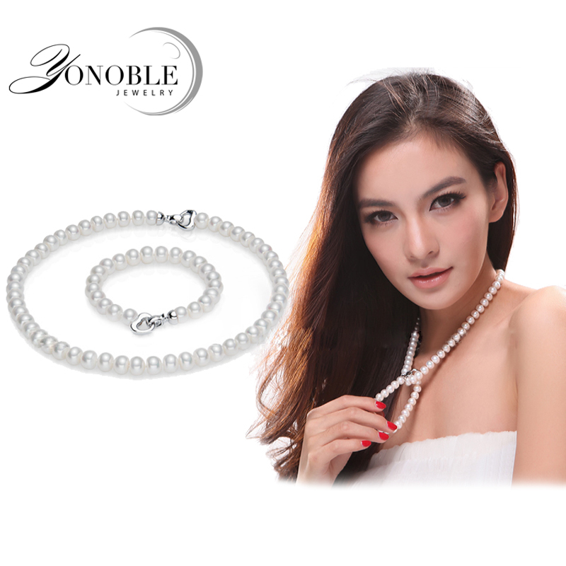 Juego de collar y pulsera de p - Pearl Trim Chain reseña y precio