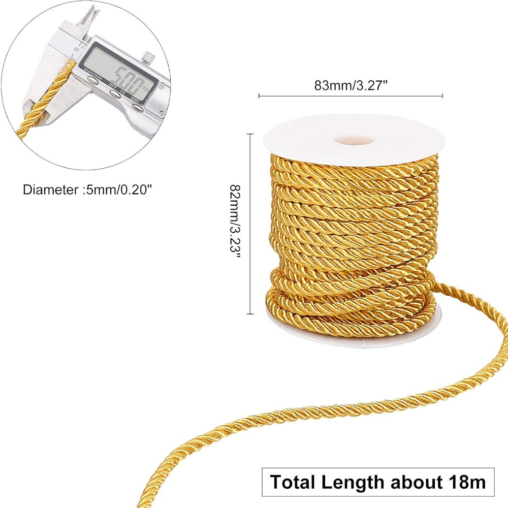 Cordón dorado de 59 pies, ador - Cord Trim Twisted reseña y precio