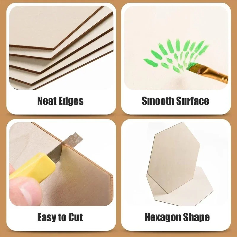 Rebanadas hexagonales de mader - Craft Embellishment reseña y precio