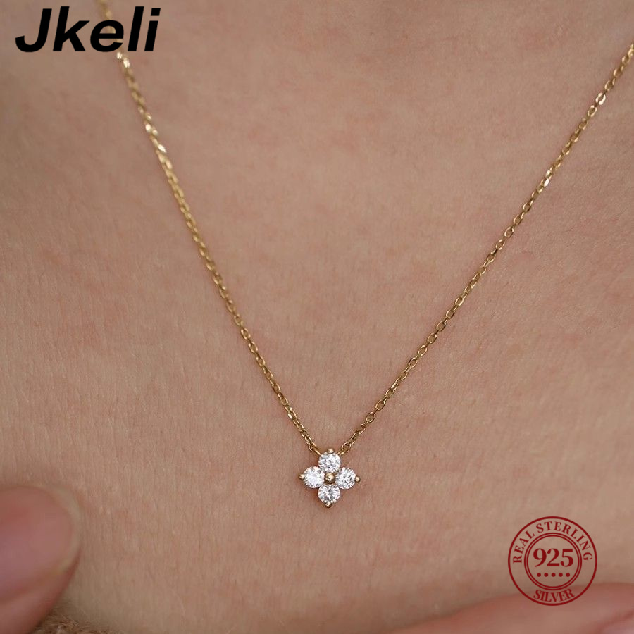 Jkeli-collar pequeño de trébol - Pearl Trim Chain reseña y precio