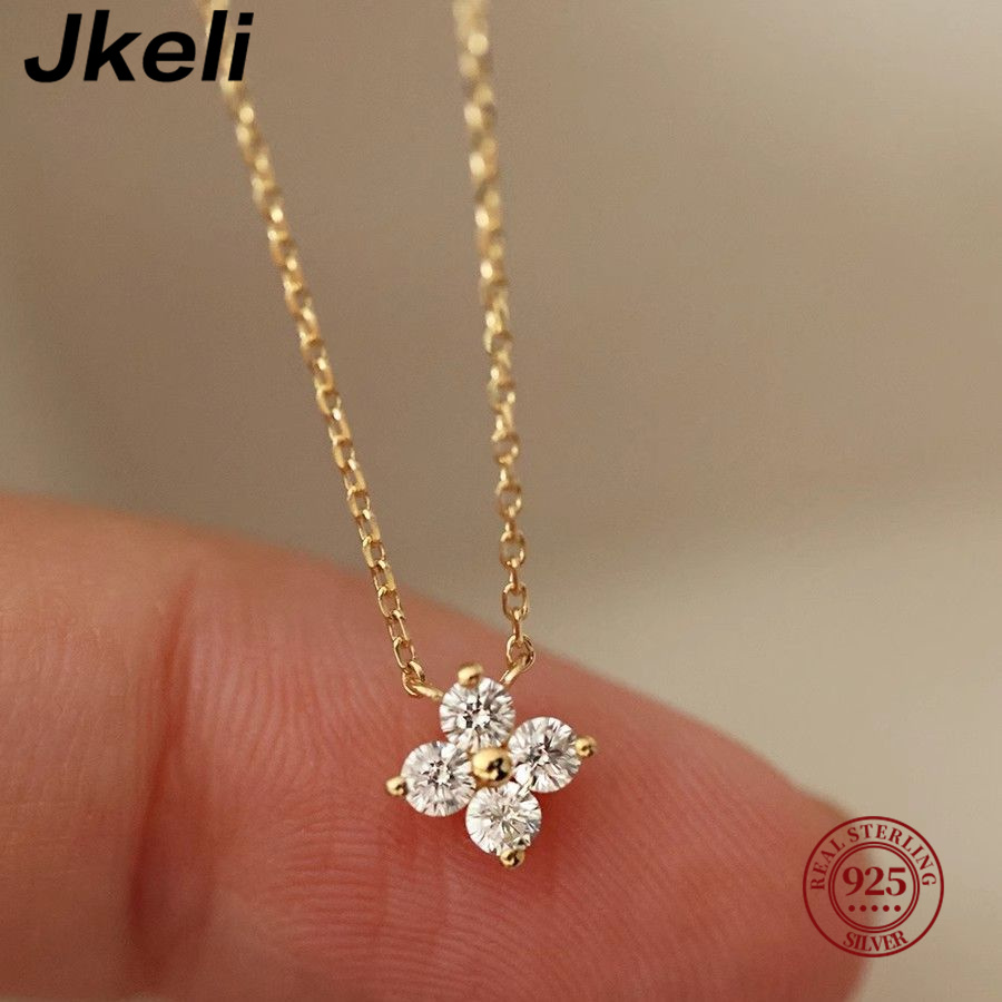 Jkeli-collar pequeño de trébol - Pearl Trim Chain reseña y precio